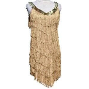 Gold Fringe Dress